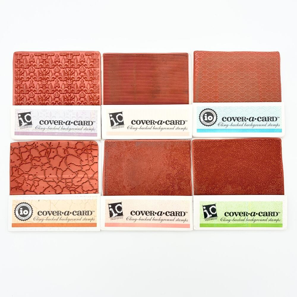 Impression Obsession Cover-A-Card Background Stamps Lot of 6 Cling